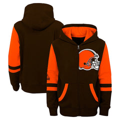 Cleveland Browns Youth Stadium Color-Block Full-Zip Hoodie Brown | NFL