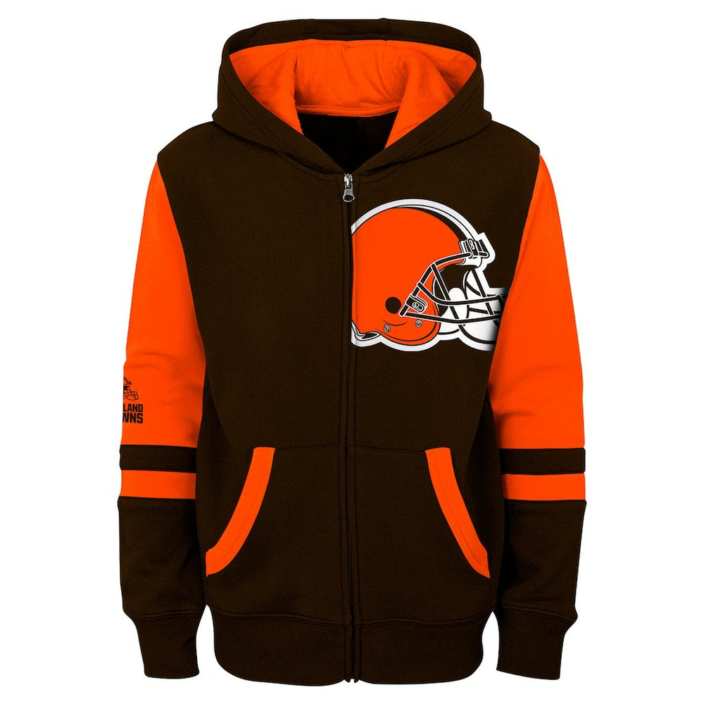 Cleveland Browns Youth Stadium Color-Block Full-Zip Hoodie Brown | NFL
