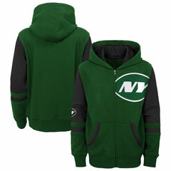 New York Jets Youth Stadium Color-Block Full-Zip Hoodie Green | NFL