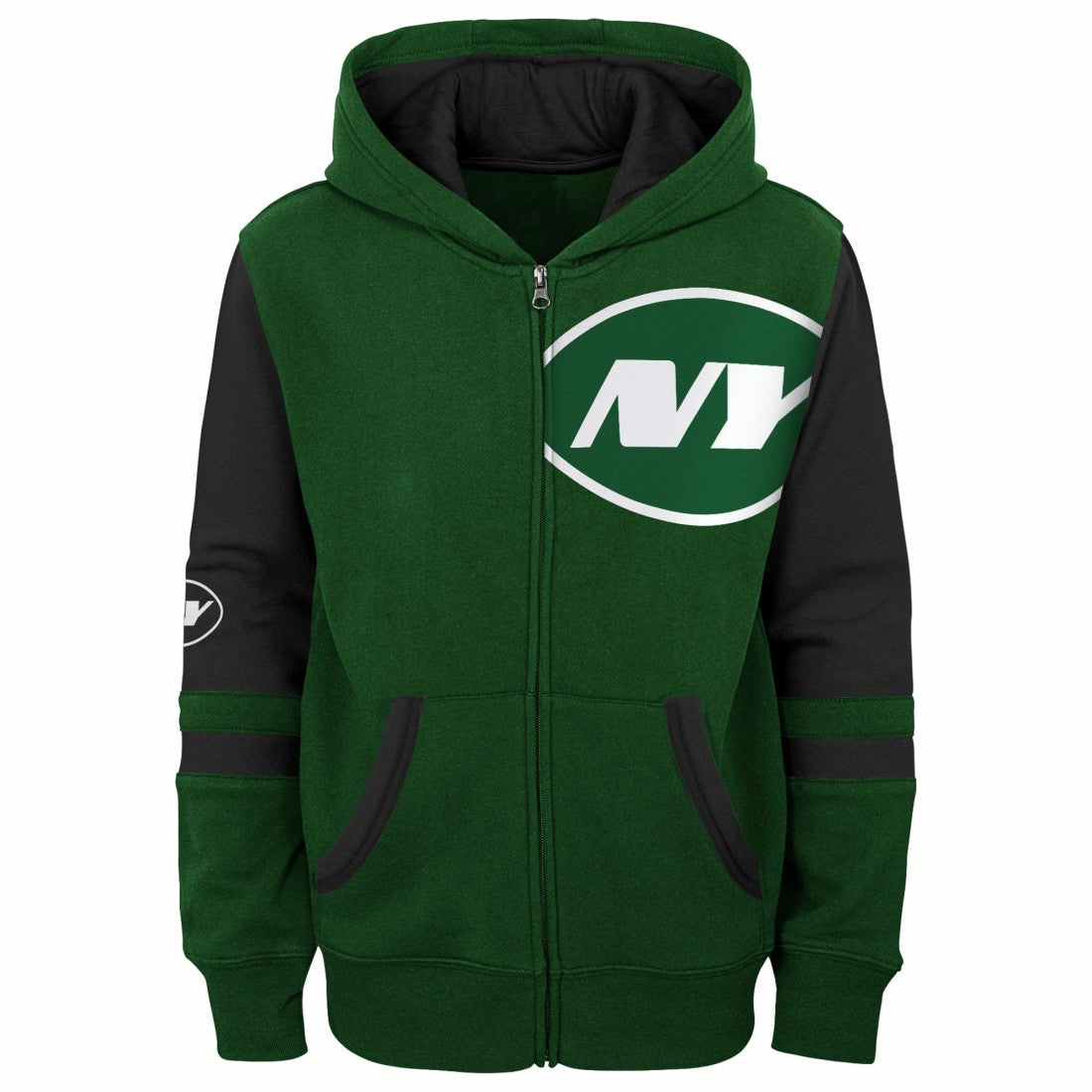 New York Jets Youth Stadium Color-Block Full-Zip Hoodie Green | NFL