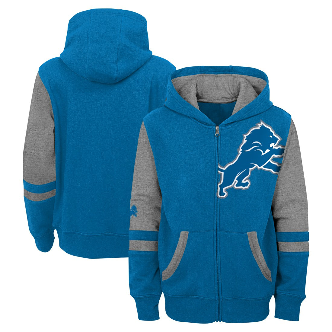 Detroit Lions Youth Stadium Color-Block Full-Zip Hoodie Blue | NFL