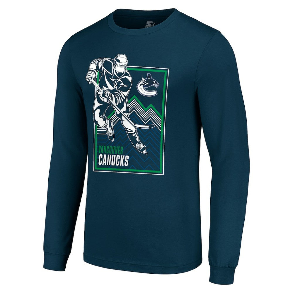 Vancouver Canucks Starter Player Grid Long Sleeve T-Shirt - Blue - NHL