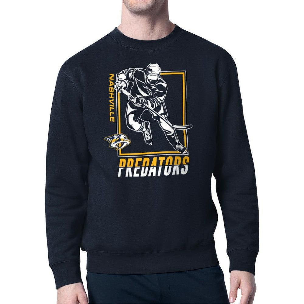 Nashville Predators Starter Player Grid Fleece Pullover Sweatshirt - Navy - NHL