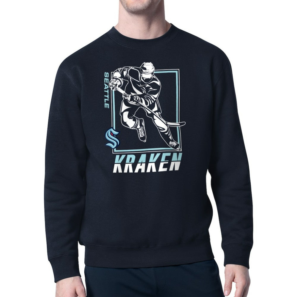 Seattle Kraken Starter Player Grid Fleece Pullover Sweatshirt - Deep Sea Blue - NHL