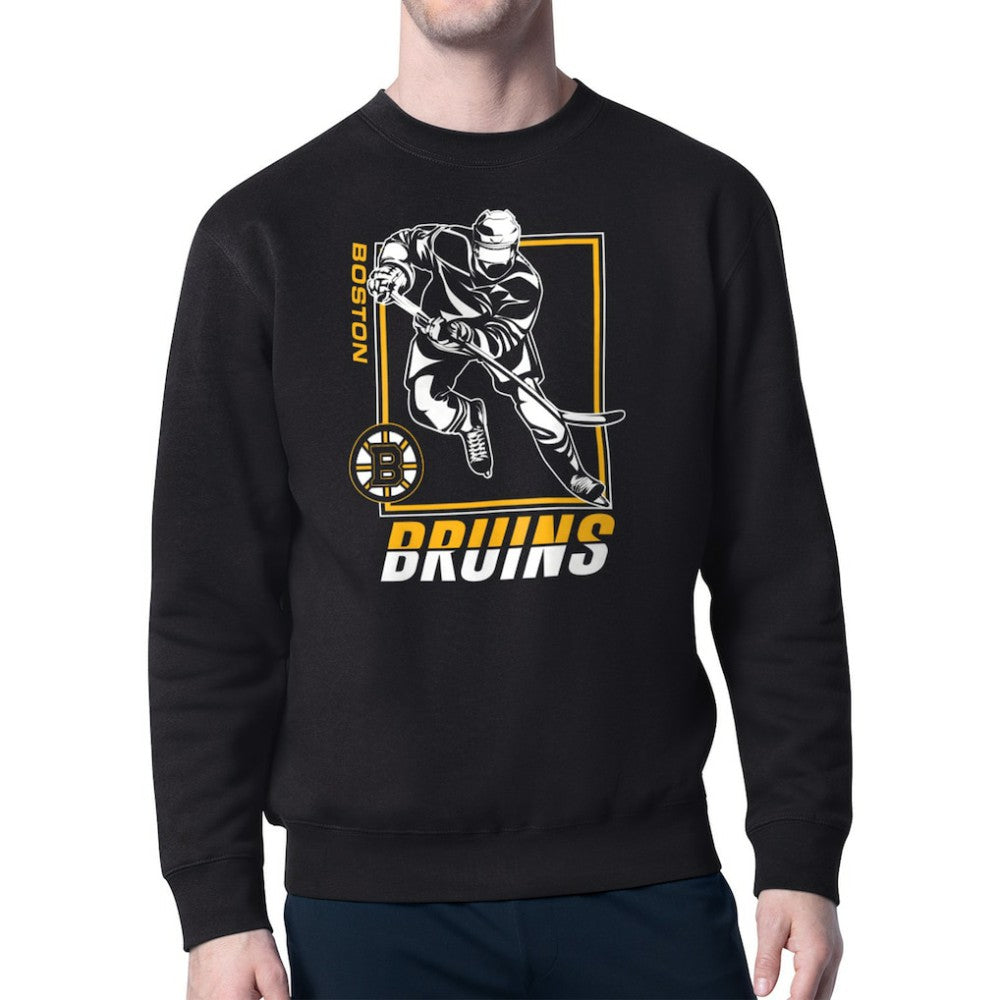Boston Bruins Starter Player Grid Fleece Pullover Sweatshirt - Black - NHL