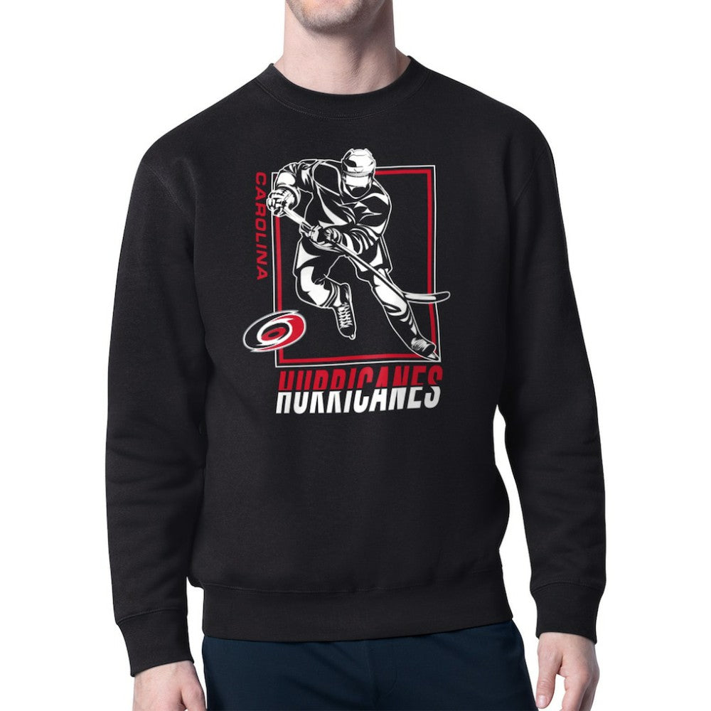 Carolina Hurricanes Starter Player Grid Fleece Pullover Sweatshirt - Black - NHL