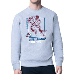 Colorado Avalanche Starter Player Grid Fleece Pullover Sweatshirt - Heather Gray - NHL