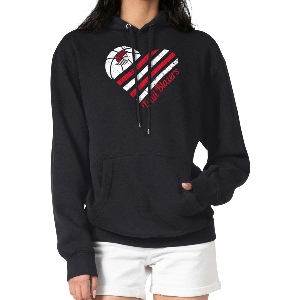 Portland Trail Blazers G-III 4Her by Carl Banks Women's Heart Pullover Hoodie - Black - NBA