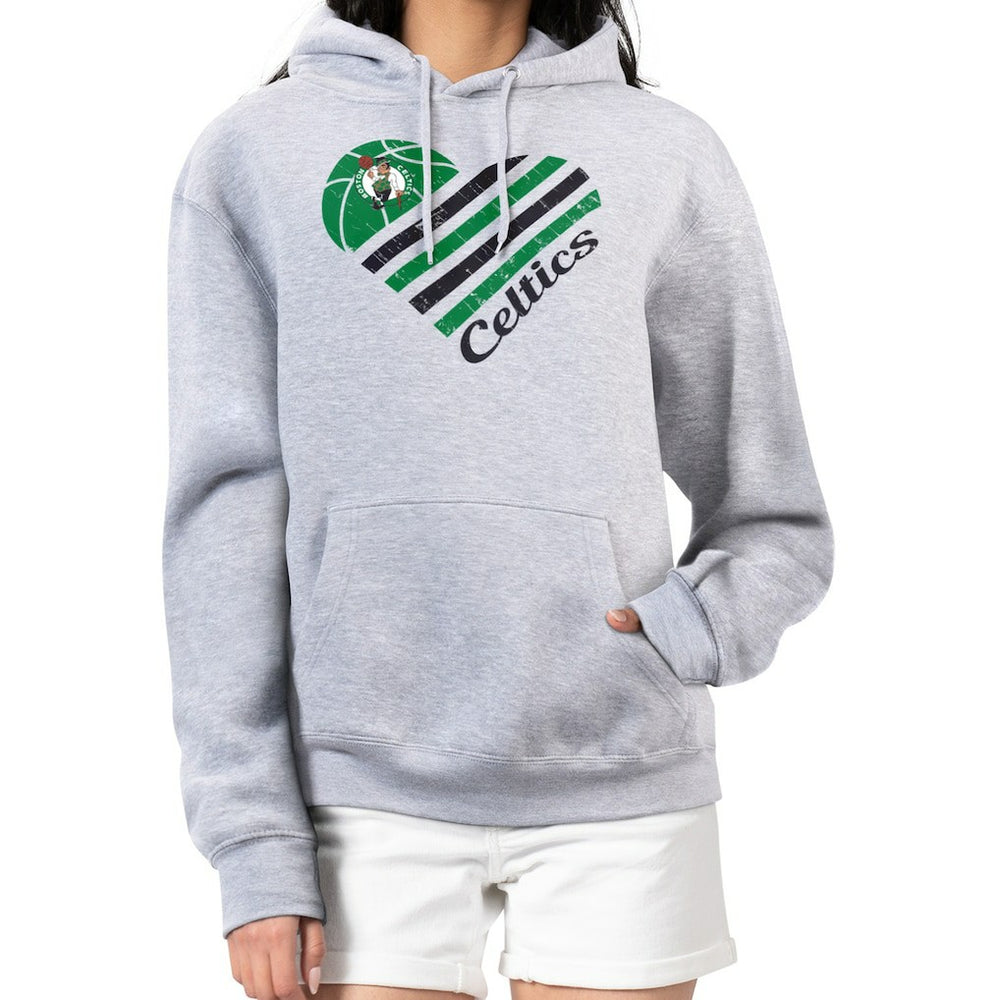 Boston Celtics G-III 4Her by Carl Banks Women's Heart Pullover Hoodie - Heather Gray - NBA
