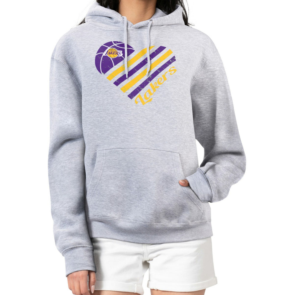 Los Angeles Lakers G-III 4Her by Carl Banks Women's Heart Pullover Hoodie - Heather Gray - NBA