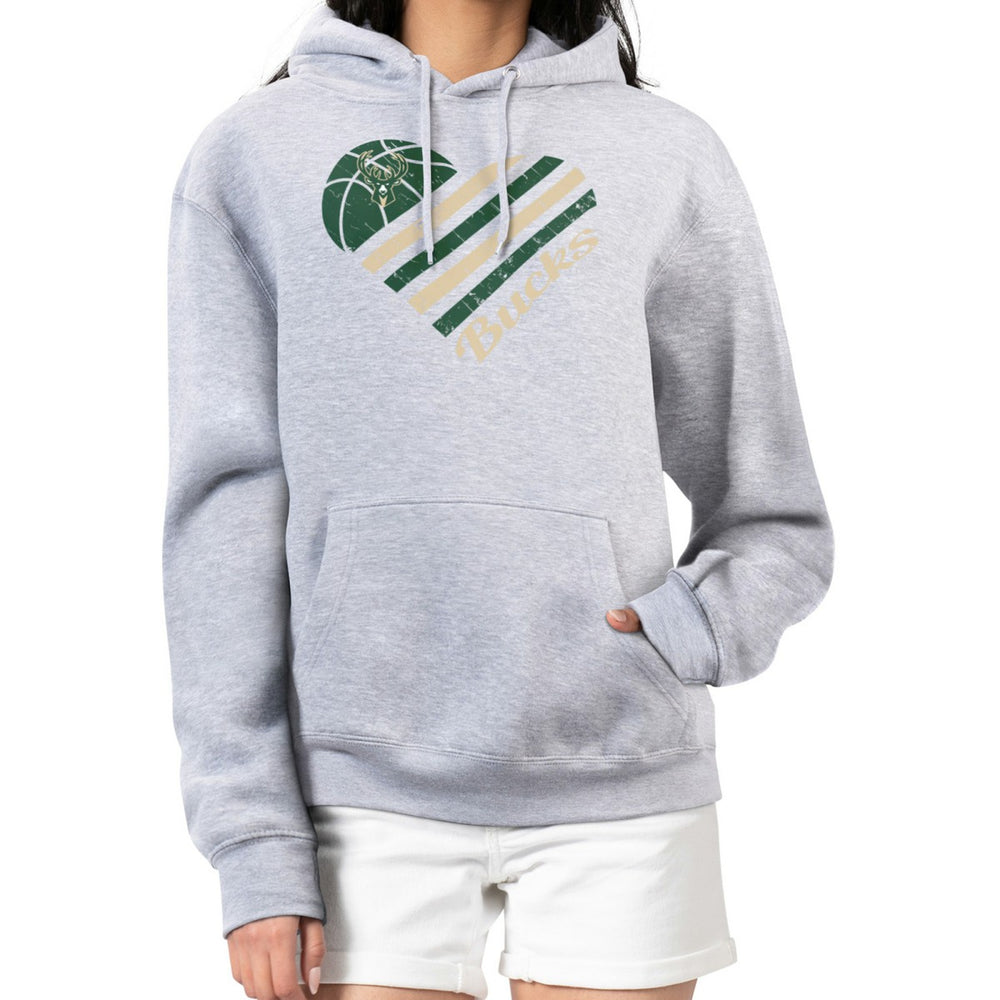 Milwaukee Bucks G-III 4Her by Carl Banks Women's Heart Pullover Hoodie - Heather Gray - NBA