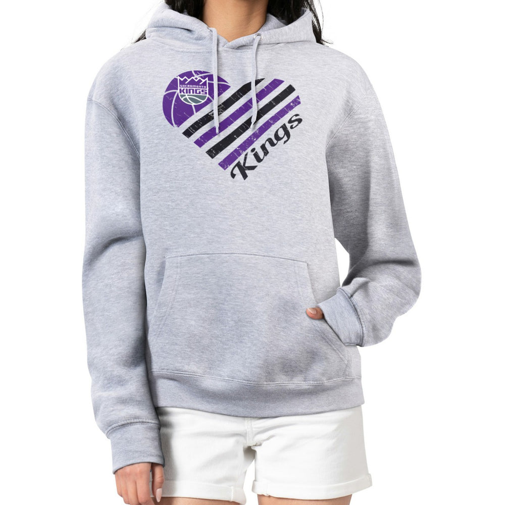 Sacramento Kings G-III 4Her by Carl Banks Women's Heart Pullover Hoodie - Heather Gray - NBA