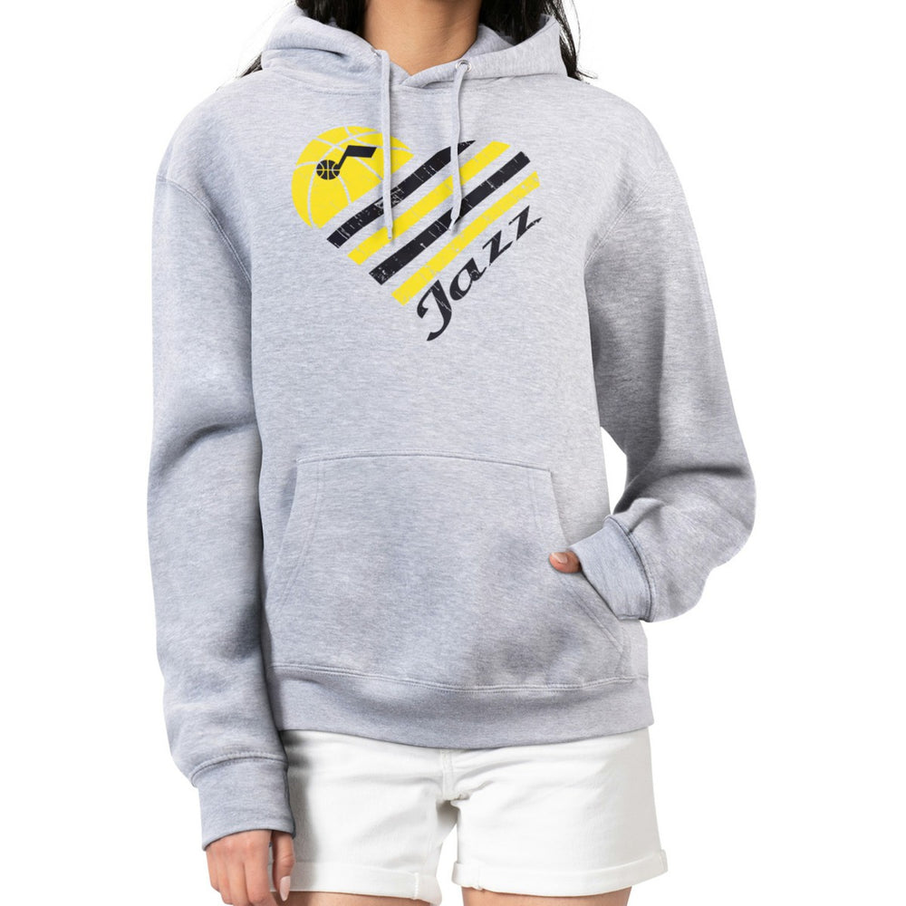 Utah Jazz G-III 4Her by Carl Banks Women's Heart Pullover Hoodie - Heather Gray - NBA