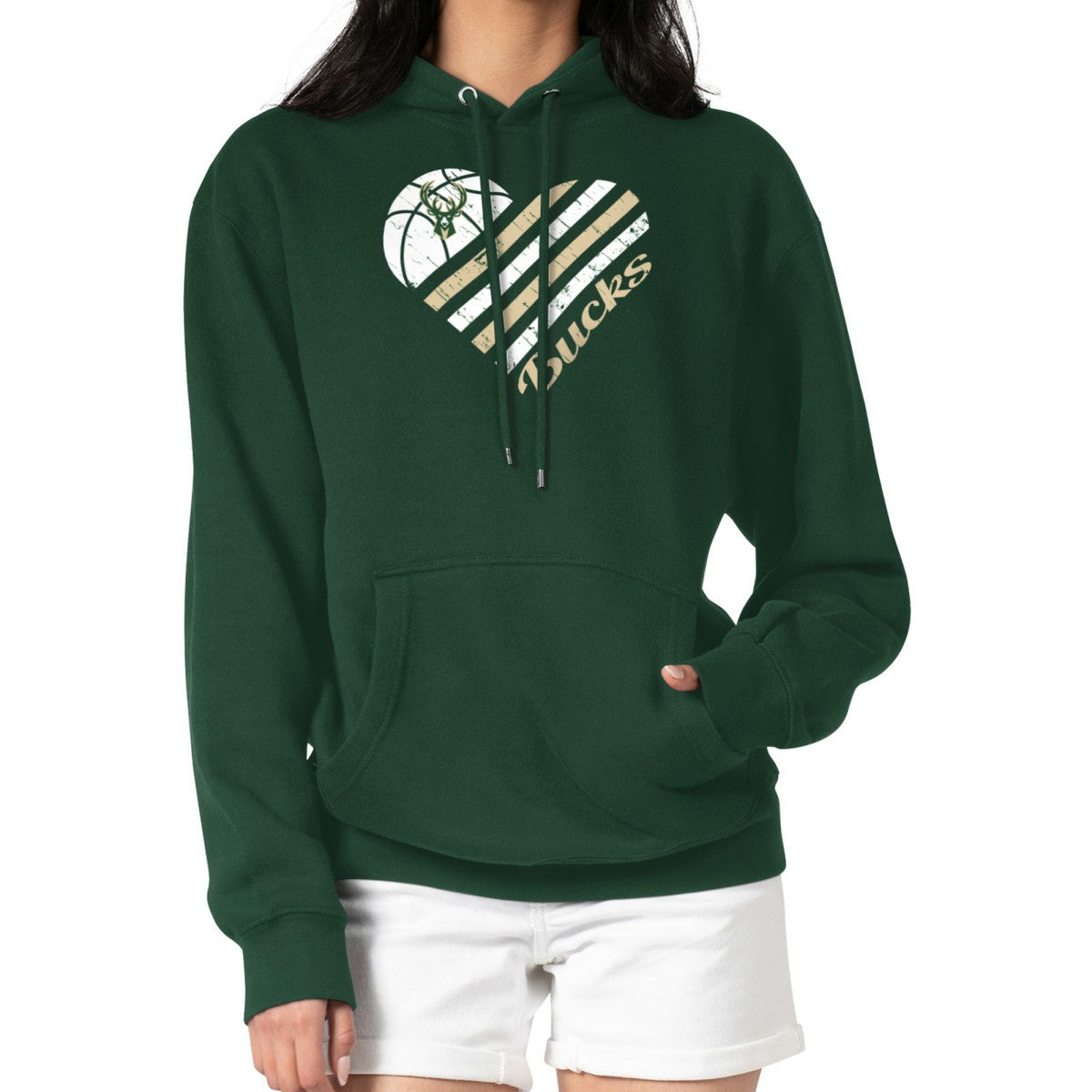 Milwaukee Bucks G-III 4Her by Carl Banks Women's Heart Pullover Hoodie - Green - NBA