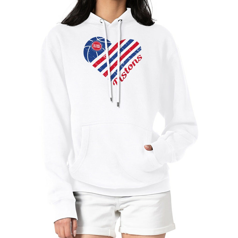 Detroit Pistons G-III 4Her by Carl Banks Women's Heart Pullover Hoodie - White - NBA