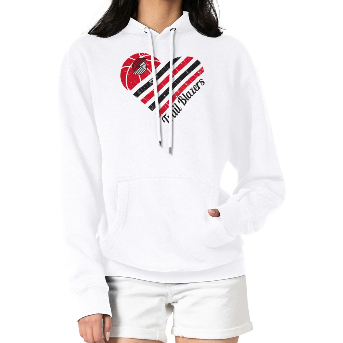 Portland Trail Blazers G-III 4Her by Carl Banks Women's Heart Pullover Hoodie - White - NBA
