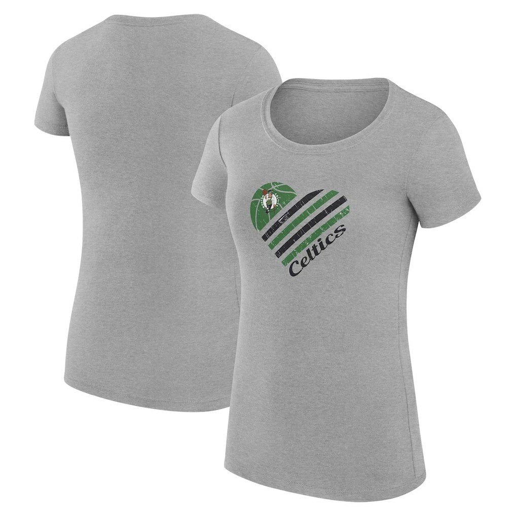 Boston Celtics G-III 4Her by Carl Banks Women's Super-Slim Fit Lightweight Heart T-Shirt Heather Gray - NBA