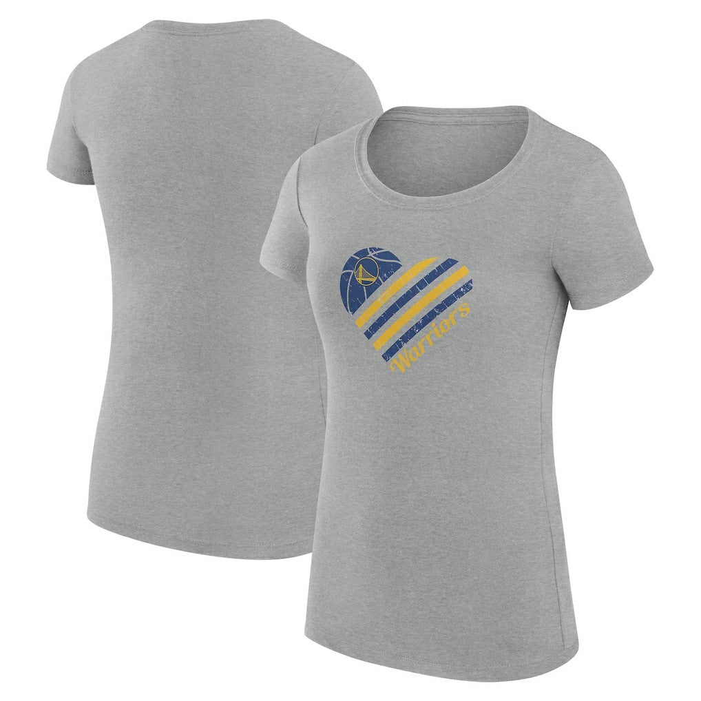 Golden State Warriors G-III 4Her by Carl Banks Women's Super-Slim Fit Lightweight Heart T-Shirt Heather Gray - NBA