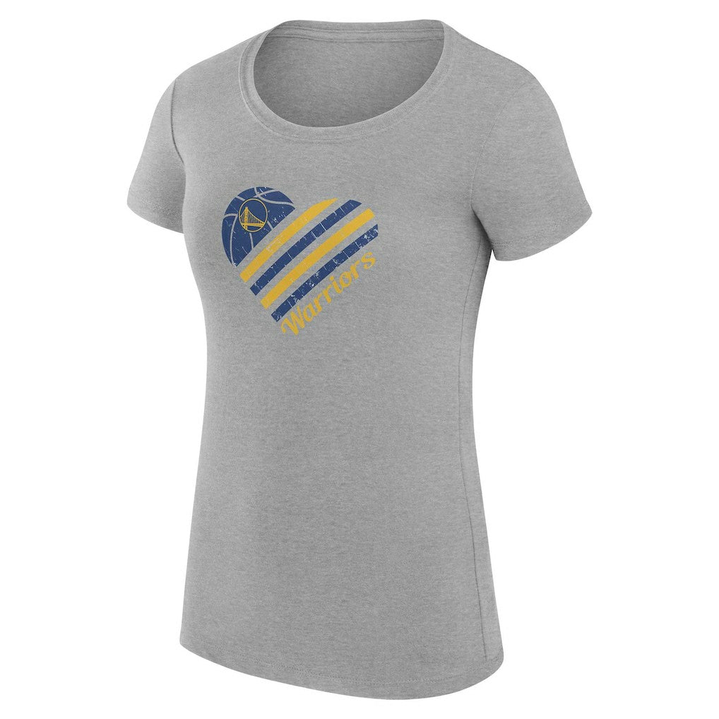 Golden State Warriors G-III 4Her by Carl Banks Women's Super-Slim Fit Lightweight Heart T-Shirt Heather Gray - NBA