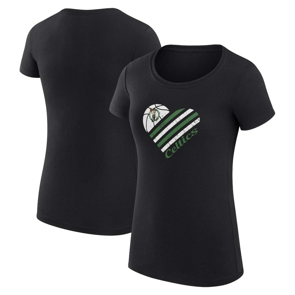 Boston Celtics G-III 4Her by Carl Banks Women's Super-Slim Fit Lightweight Heart T-Shirt Black - NBA