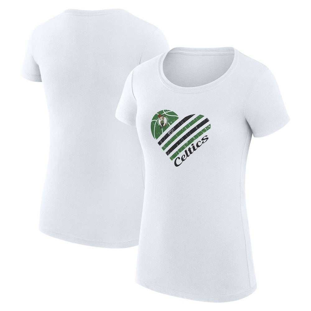 Boston Celtics G-III 4Her by Carl Banks Women's Super-Slim Fit Lightweight Heart T-Shirt White - NBA