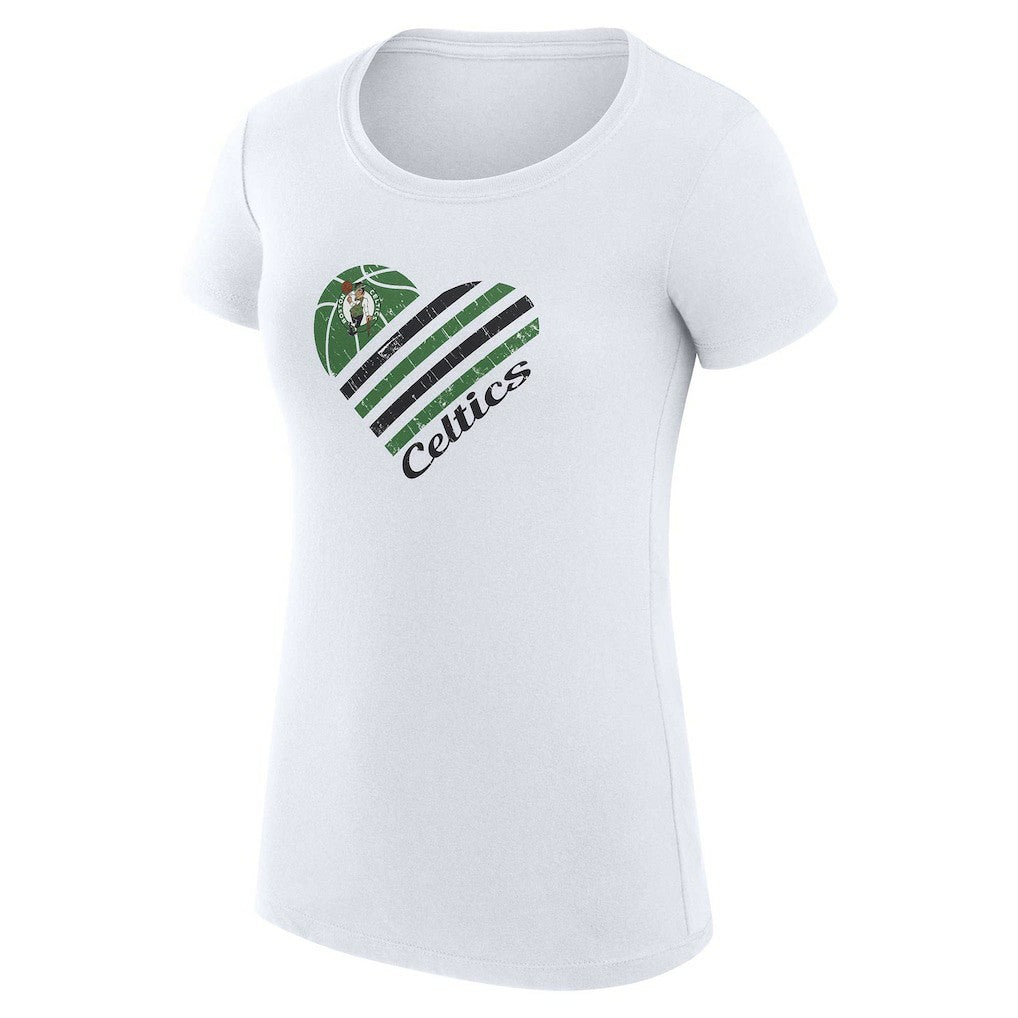 Boston Celtics G-III 4Her by Carl Banks Women's Super-Slim Fit Lightweight Heart T-Shirt White - NBA