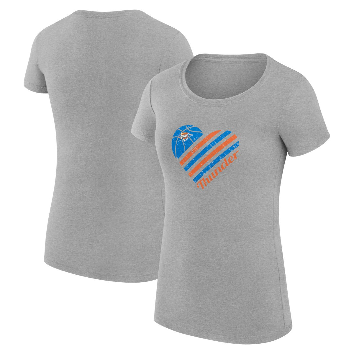 Oklahoma City Thunder G-III 4Her by Carl Banks Women's Super-Slim Fit Lightweight Heart T-Shirt Heather Gray - NBA