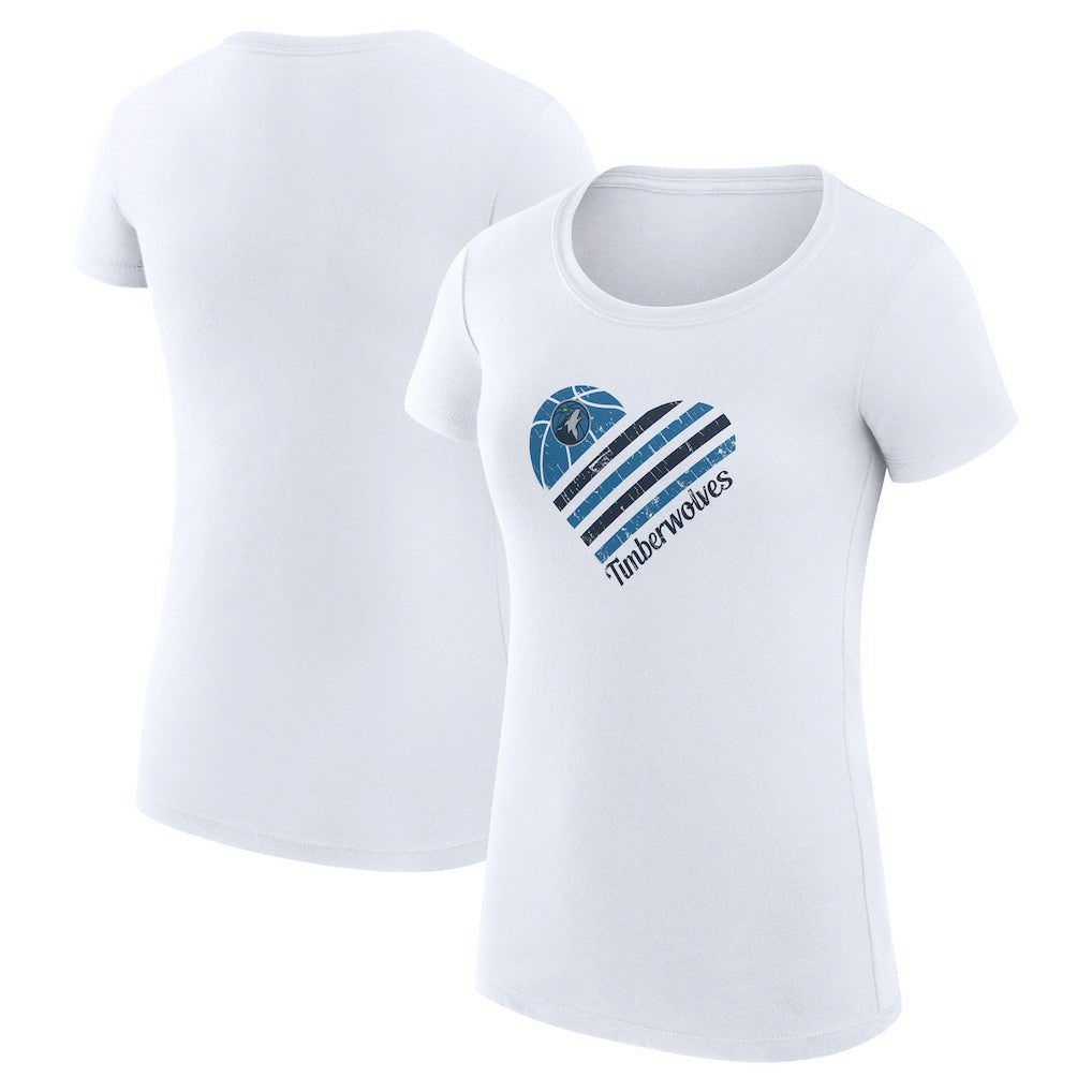 Minnesota Timberwolves G-III 4Her by Carl Banks Women's Super-Slim Fit Lightweight Heart T-Shirt White - NBA