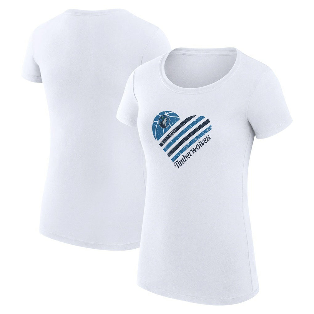 Minnesota Timberwolves G-III 4Her by Carl Banks Women's Super-Slim Fit Lightweight Heart T-Shirt White - NBA