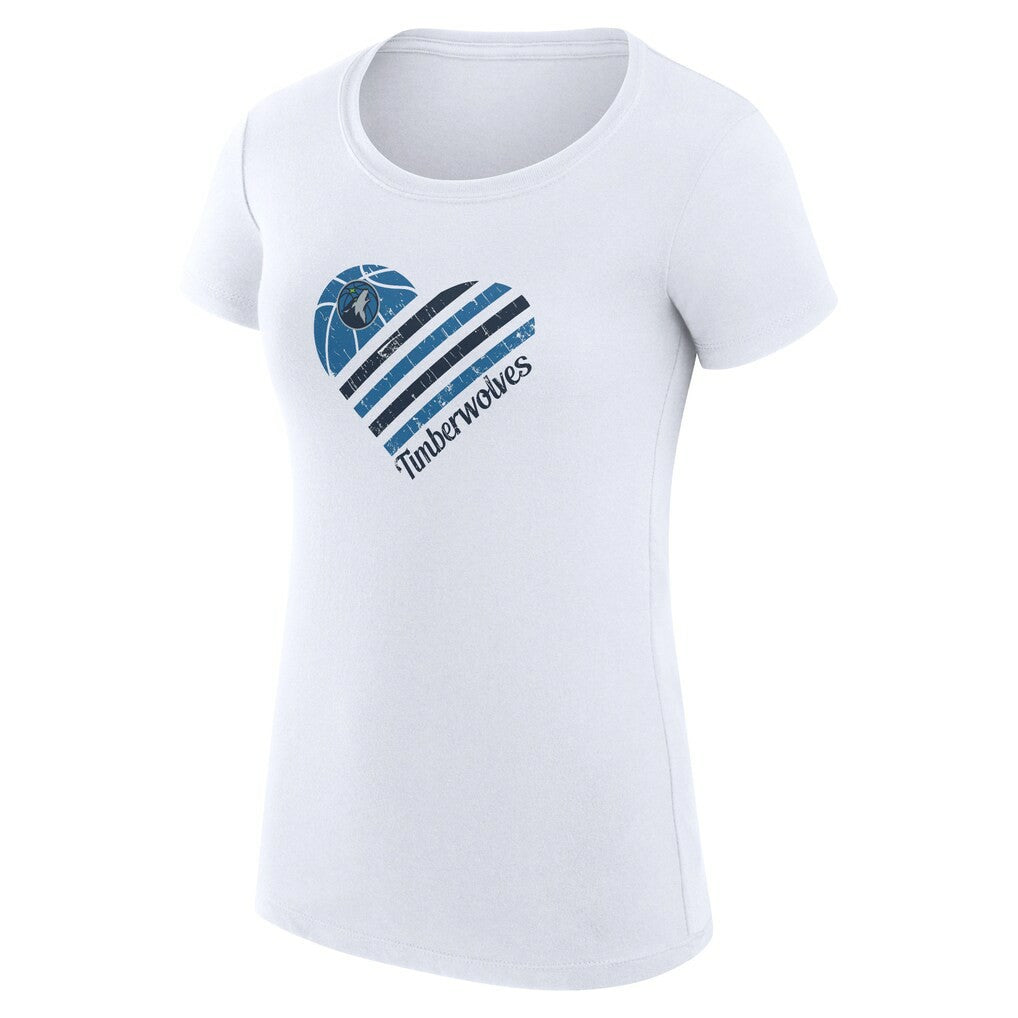 Minnesota Timberwolves G-III 4Her by Carl Banks Women's Super-Slim Fit Lightweight Heart T-Shirt White - NBA