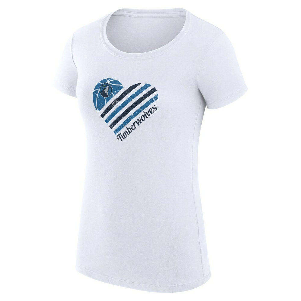 Minnesota Timberwolves G-III 4Her by Carl Banks Women's Super-Slim Fit Lightweight Heart T-Shirt White - NBA