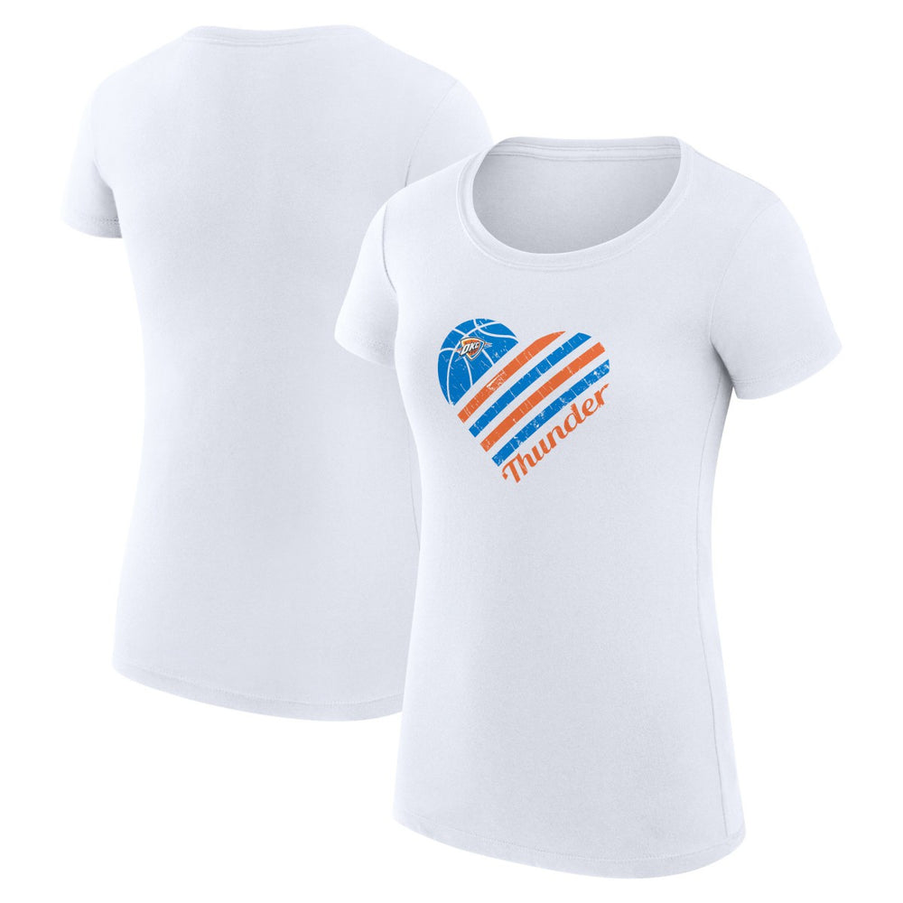 Oklahoma City Thunder G-III 4Her by Carl Banks Women's Super-Slim Fit Lightweight Heart T-Shirt White - NBA