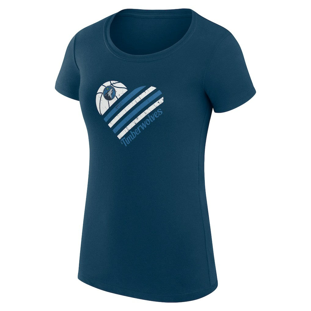 Minnesota Timberwolves G-III 4Her by Carl Banks Women's Super-Slim Fit Lightweight Heart T-Shirt Navy - NBA