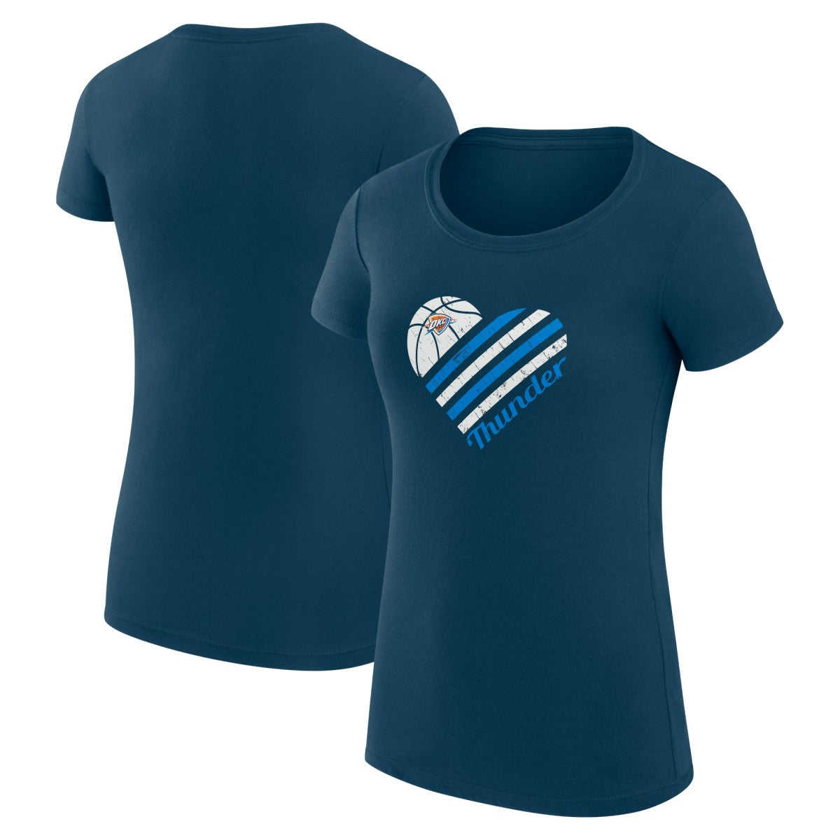 Oklahoma City Thunder G-III 4Her by Carl Banks Women's Super-Slim Fit Lightweight Heart T-Shirt Navy - NBA