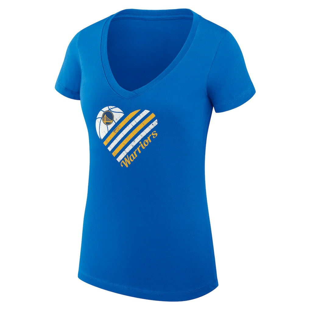 Golden State Warriors G-III 4Her by Carl Banks Women's Super-Slim Fit Lightweight Heart V-Neck T-Shirt Royal - NBA