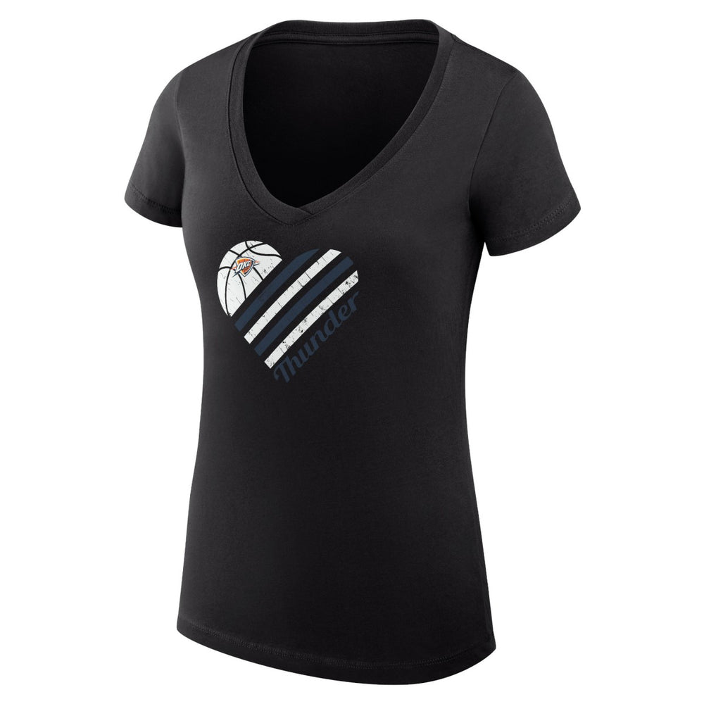 Oklahoma City Thunder G-III 4Her by Carl Banks Women's Super-Slim Fit Lightweight Heart V-Neck T-Shirt Black - NBA