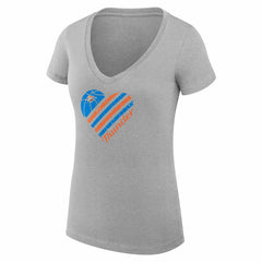 Oklahoma City Thunder G-III 4Her by Carl Banks Women's Super-Slim Fit Lightweight Heart V-Neck T-Shirt Heather Gray - NBA