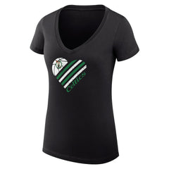 Boston Celtics G-III 4Her by Carl Banks Women's Super-Slim Fit Lightweight Heart V-Neck T-Shirt Black - NBA