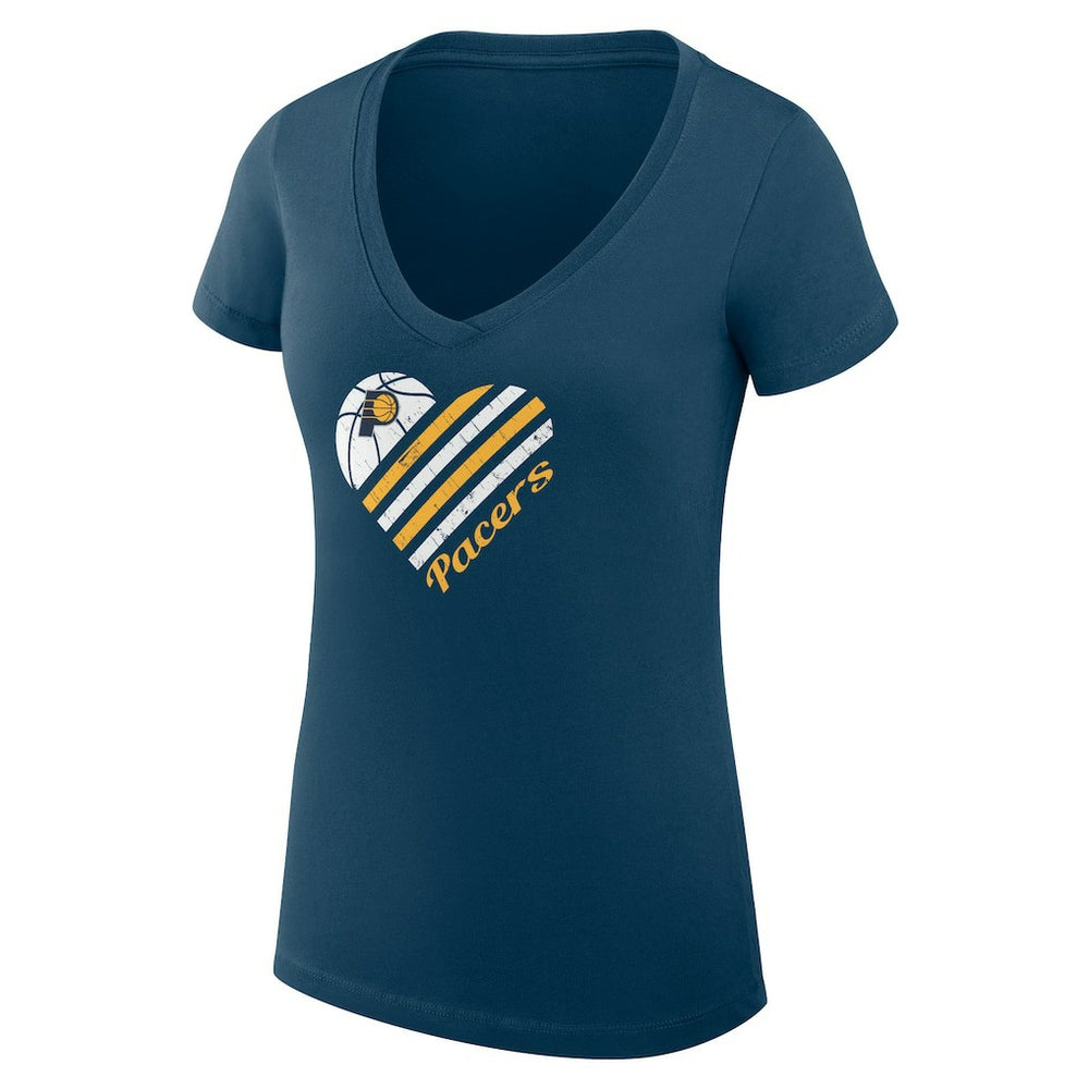 Indiana Pacers G-III 4Her by Carl Banks Women's Super-Slim Fit Lightweight Heart V-Neck T-Shirt Navy - NBA