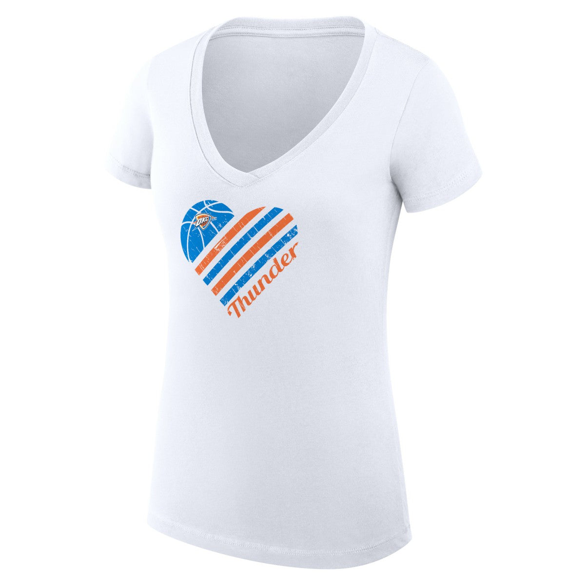 Oklahoma City Thunder G-III 4Her by Carl Banks Women's Super-Slim Fit Lightweight Heart V-Neck T-Shirt White - NBA