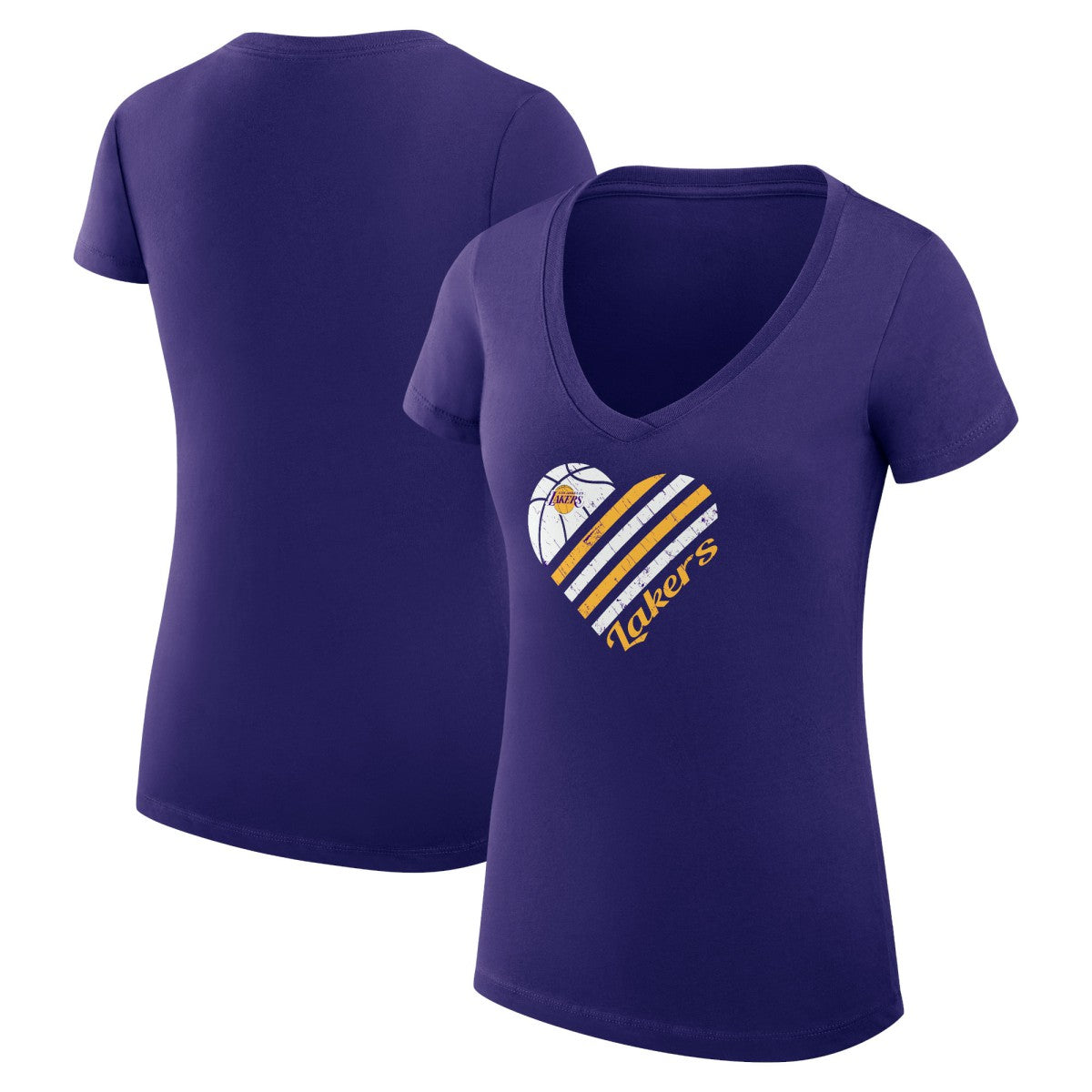 Los Angeles Lakers G-III 4Her by Carl Banks Women's Super-Slim Fit Lightweight Heart V-Neck T-Shirt Purple - NBA