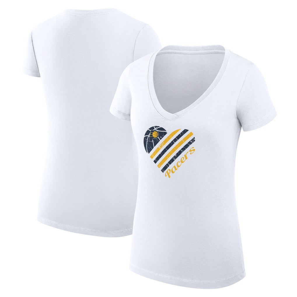 Indiana Pacers G-III 4Her by Carl Banks Women's Super-Slim Fit Lightweight Heart V-Neck T-Shirt White - NBA