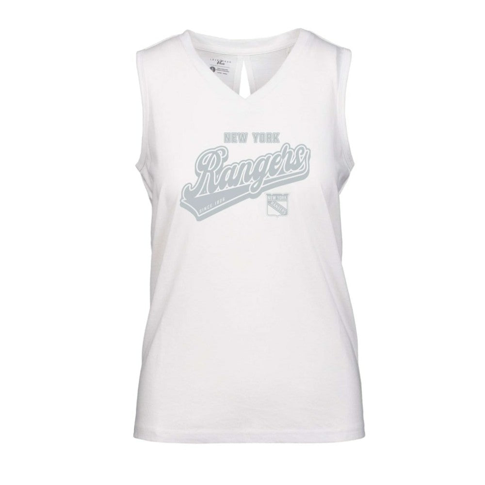New York Rangers Levelwear Women's Paisley Sweep V-Neck Tank Top - White - NHL