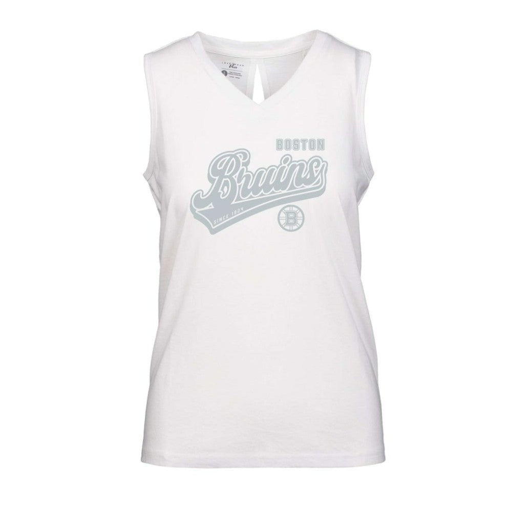 Boston Bruins Levelwear Women's Paisley Sweep V-Neck Tank Top - White - NHL
