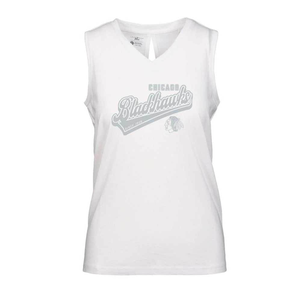 Chicago Blackhawks Levelwear Women's Paisley Sweep V-Neck Tank Top - White - NHL