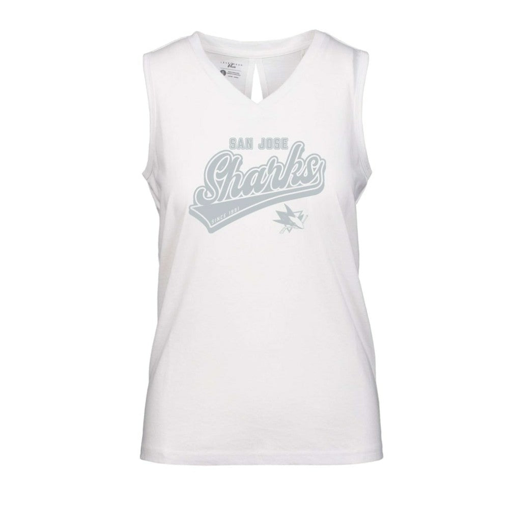 San Jose Sharks Levelwear Women's Paisley Sweep V-Neck Tank Top - White - NHL