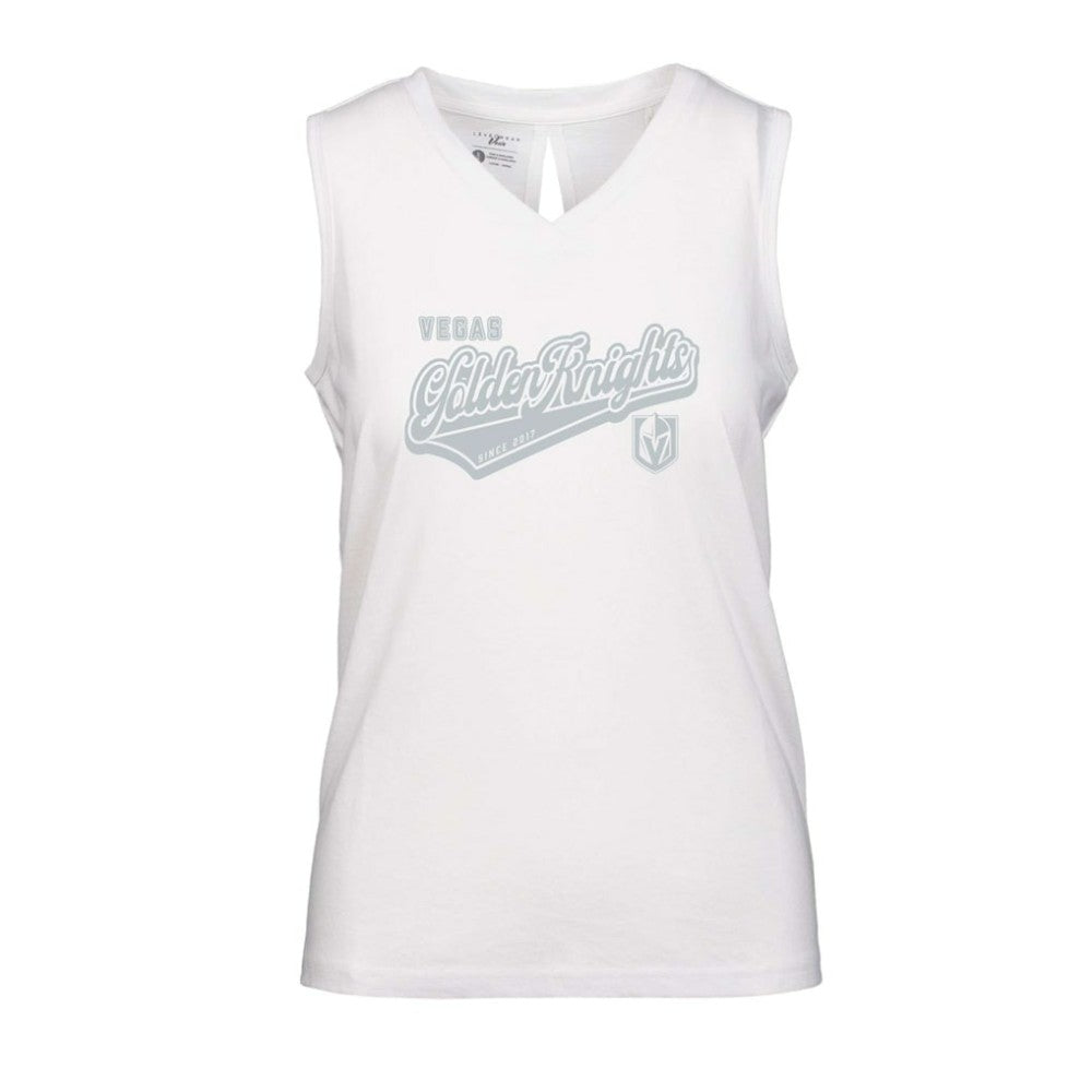 Vegas Golden Knights Levelwear Women's Paisley Sweep V-Neck Tank Top - White - NHL