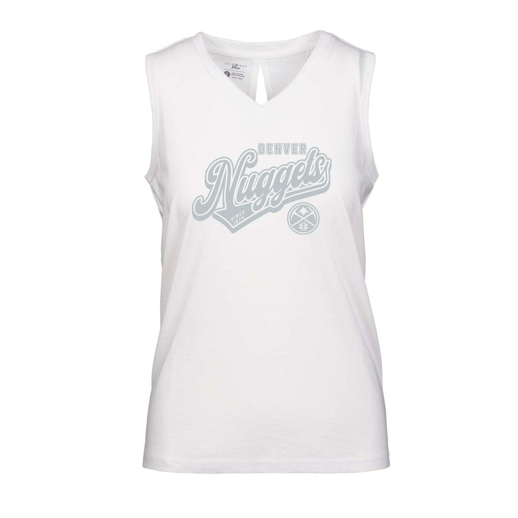 Denver Nuggets Levelwear Women's Paisley Sweep V-Neck Tank Top White - NBA