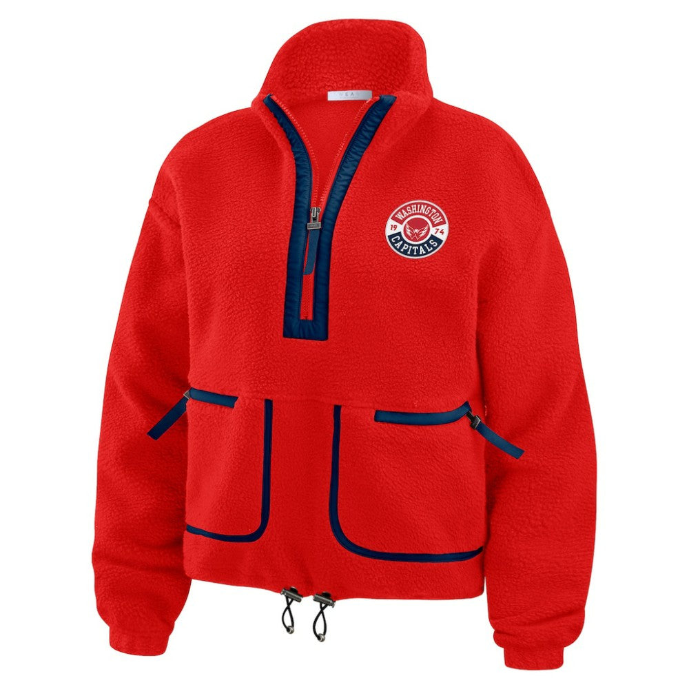 Washington Capitals WEAR by Erin Andrews Women's Polar Fleece Half-Zip Jacket - Red - NHL