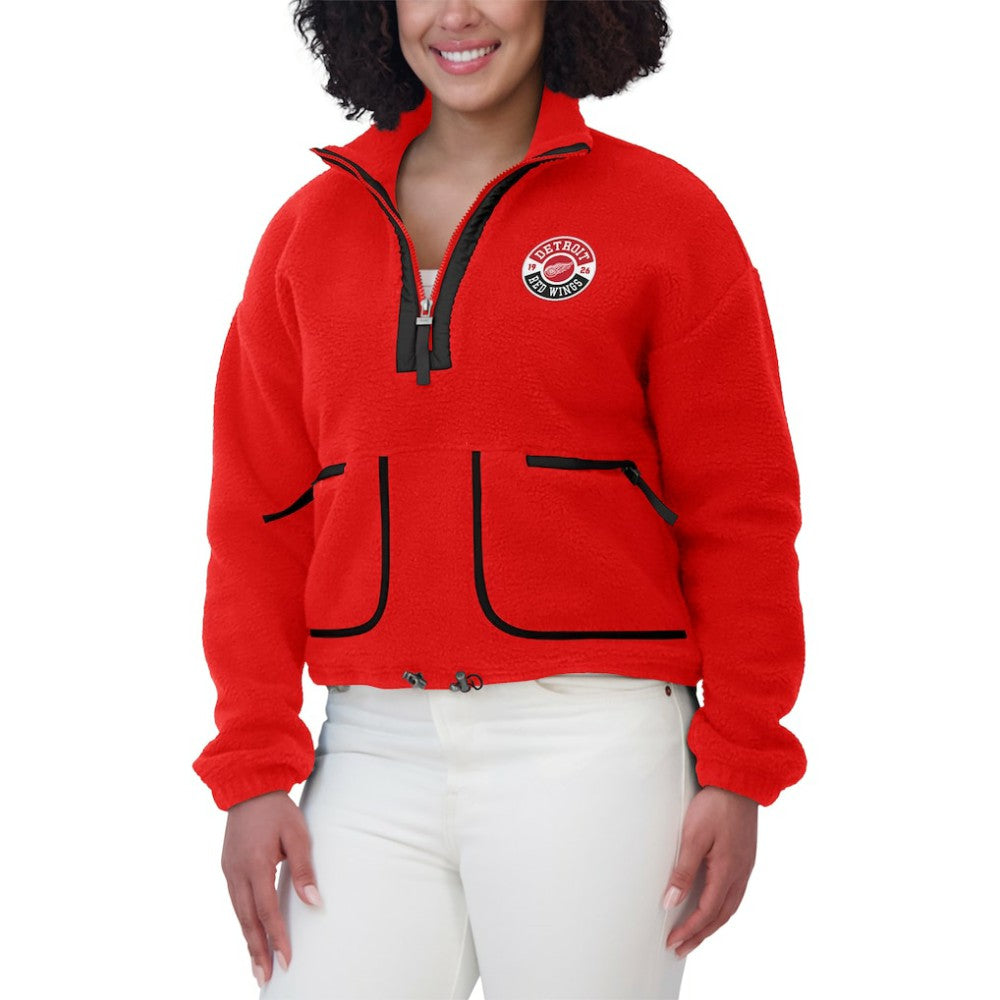 Detroit Red Wings WEAR by Erin Andrews Women's Polar Fleece Half-Zip Jacket - Red - NHL